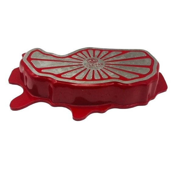 Vtg NordicWare Cake Pan Mold USA Outline Red Aluminum Enamel Unique Rare! - Picture 4 of 7